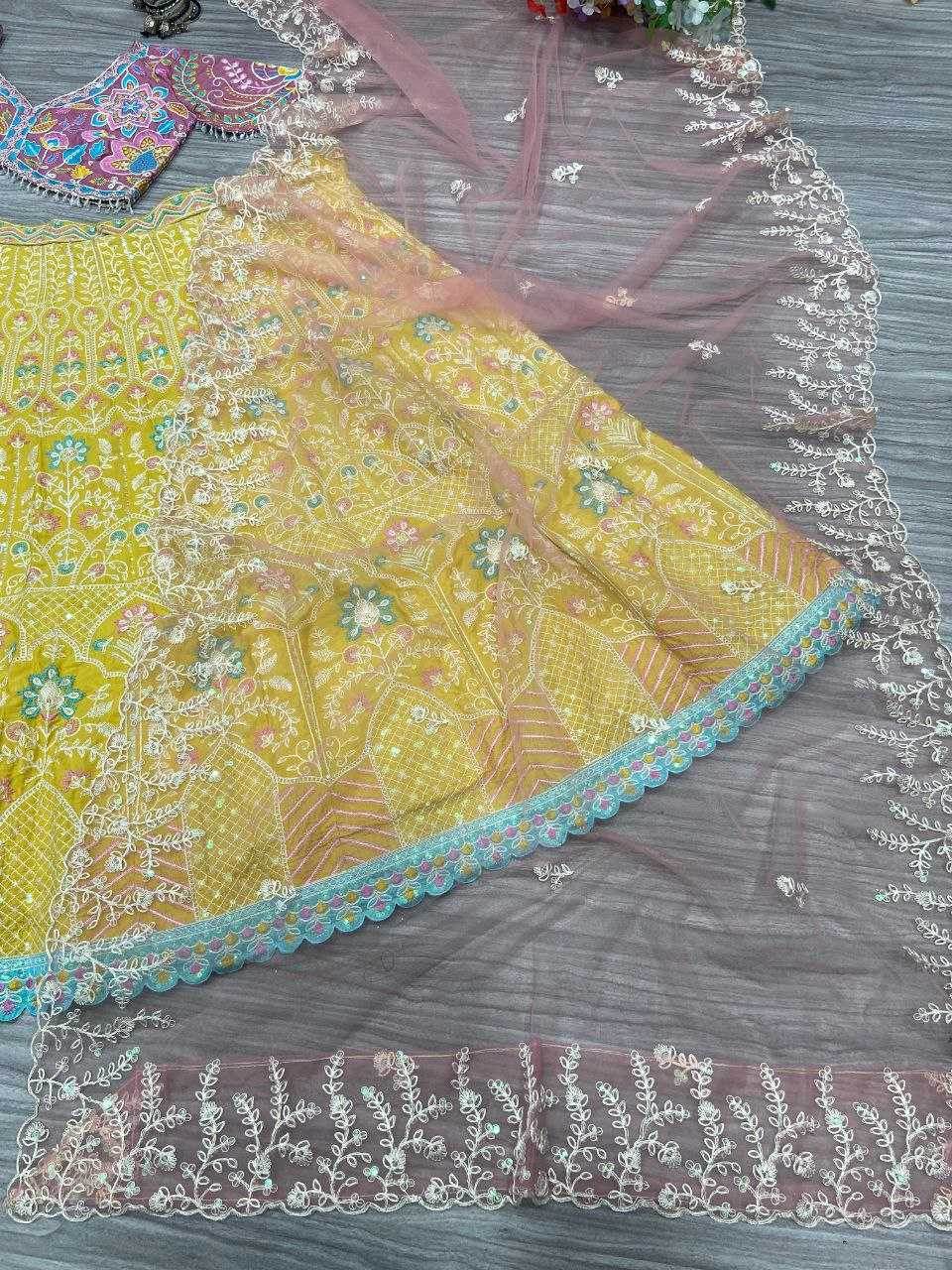 Kasturi Silk Embroidered Sequins Lehenga With Cancan - MYLUXURY LANE ENTERPRISE